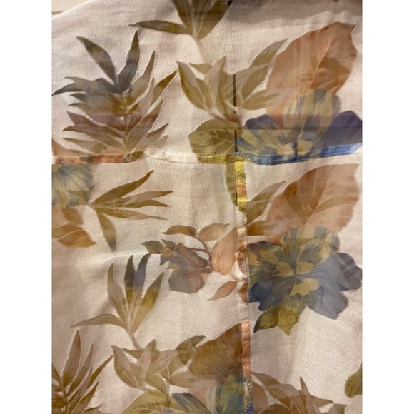 Elementz Sheer Floral Blouse 3/4 Sleeve Button Down Shirt Top Cream Size M - Picture 3 of 12